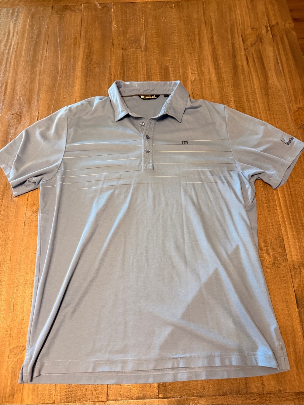 Travis Mathew Polo Shirt Men’s XL Blue Short Sleeve Golf Striped Preppy Classic
